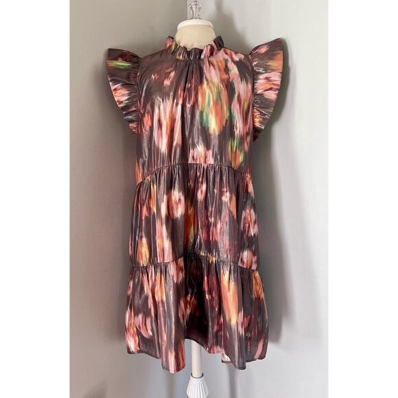 Shimmery Marie Oliver Metallic Tiered Taren Dress in Sapphire Size Large - Picture 14 of 17